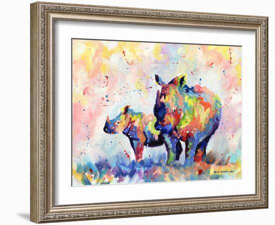 Rhinos-Sarah Stribbling-Framed Art Print