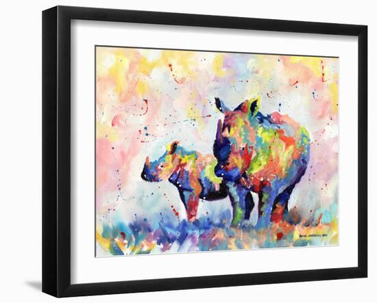 Rhinos-Sarah Stribbling-Framed Art Print