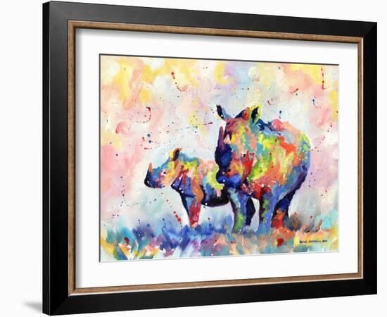 Rhinos-Sarah Stribbling-Framed Art Print