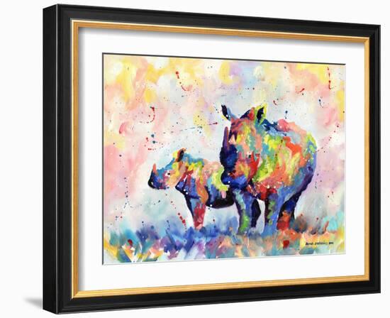 Rhinos-Sarah Stribbling-Framed Art Print