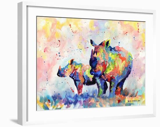 Rhinos-Sarah Stribbling-Framed Art Print