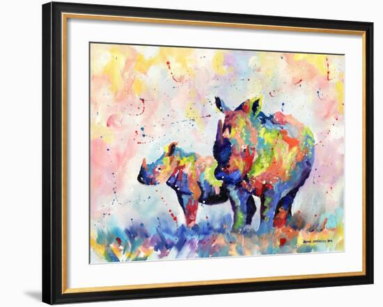 Rhinos-Sarah Stribbling-Framed Art Print