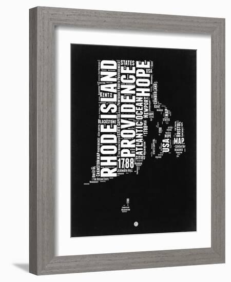 Rhode Island Black and White Map-NaxArt-Framed Art Print