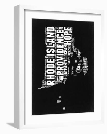 Rhode Island Black and White Map-NaxArt-Framed Art Print