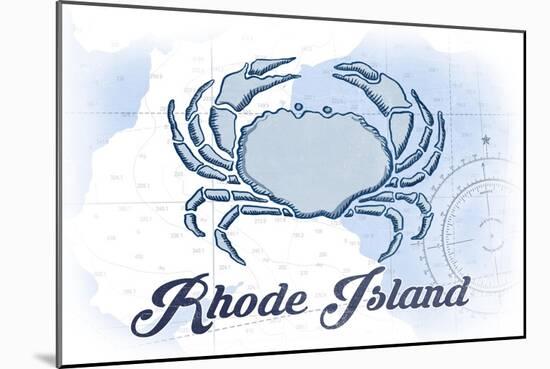 Rhode Island - Crab - Blue - Coastal Icon-Lantern Press-Mounted Art Print