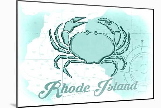 Rhode Island - Crab - Teal - Coastal Icon-Lantern Press-Mounted Art Print