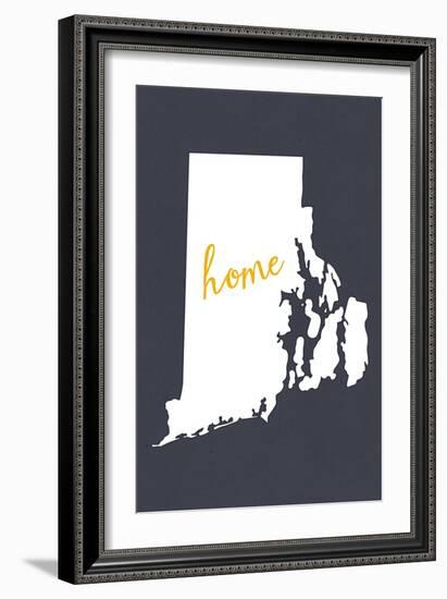 Rhode Island - Home State - White on Gray-Lantern Press-Framed Art Print