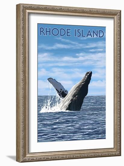 Rhode Island, Humpback Whale-Lantern Press-Framed Art Print