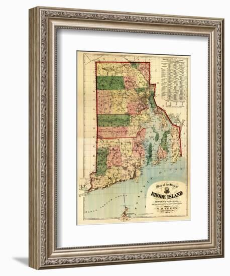 Rhode Island - Panoramic Map-Lantern Press-Framed Art Print