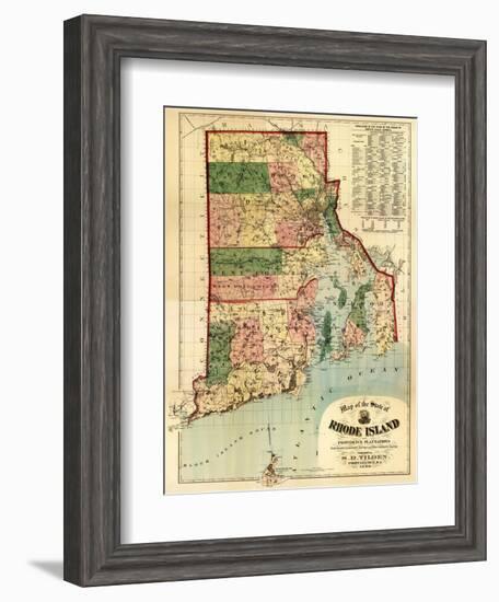 Rhode Island - Panoramic Map-Lantern Press-Framed Art Print