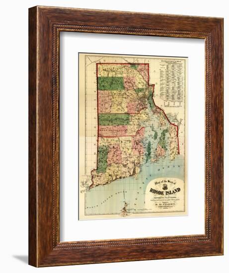 Rhode Island - Panoramic Map-Lantern Press-Framed Art Print