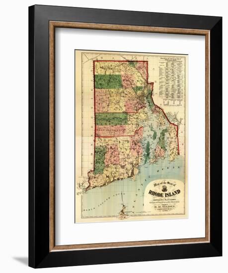 Rhode Island - Panoramic Map-Lantern Press-Framed Art Print