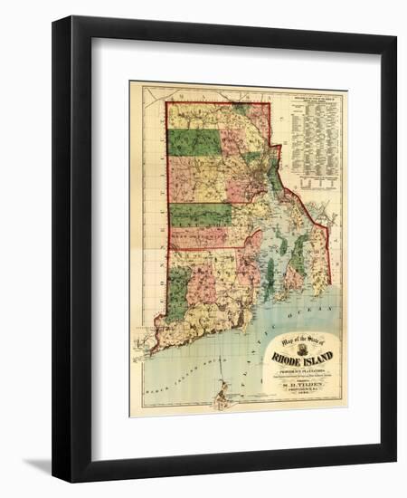 Rhode Island - Panoramic Map-Lantern Press-Framed Art Print