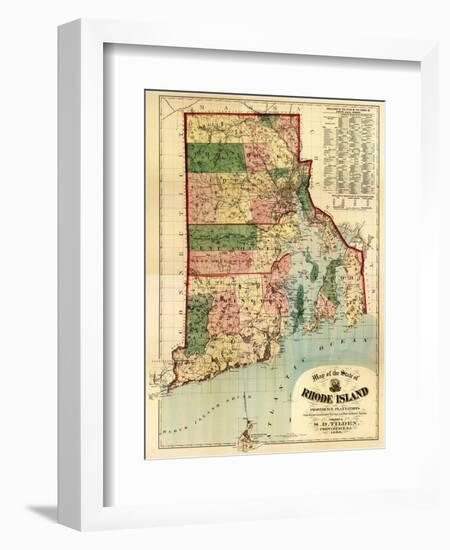 Rhode Island - Panoramic Map-Lantern Press-Framed Art Print