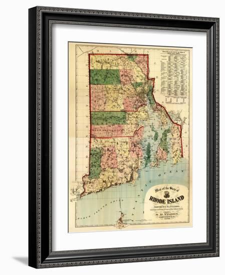 Rhode Island - Panoramic Map-Lantern Press-Framed Art Print