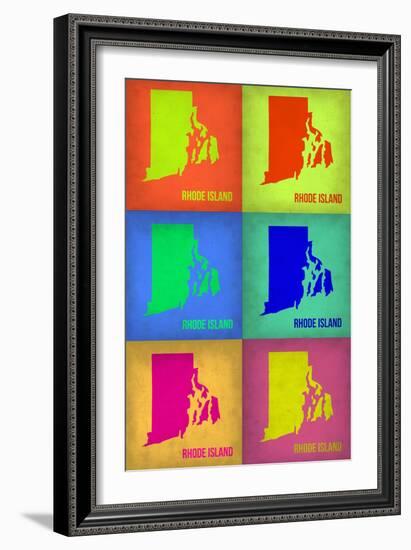 Rhode Island Pop Art Map 1-NaxArt-Framed Art Print