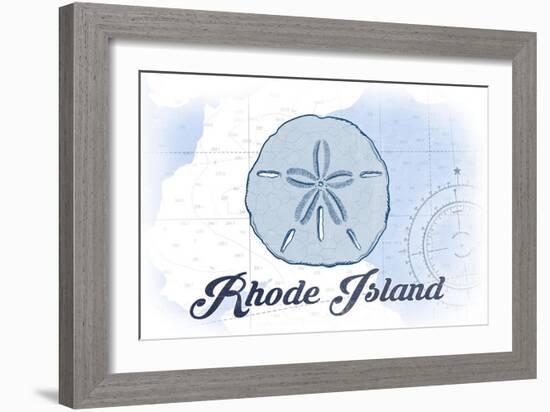 Rhode Island - Sand Dollar - Blue - Coastal Icon-Lantern Press-Framed Art Print