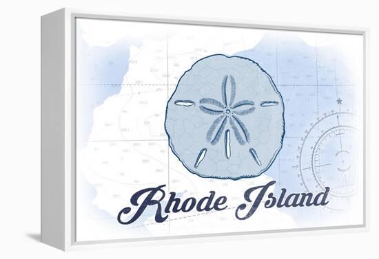 Rhode Island - Sand Dollar - Blue - Coastal Icon-Lantern Press-Framed Stretched Canvas