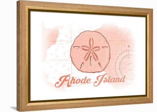 Rhode Island - Sand Dollar - Coral - Coastal Icon-Lantern Press-Framed Stretched Canvas