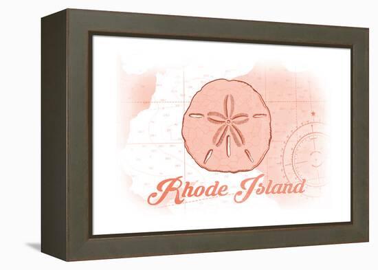 Rhode Island - Sand Dollar - Coral - Coastal Icon-Lantern Press-Framed Stretched Canvas