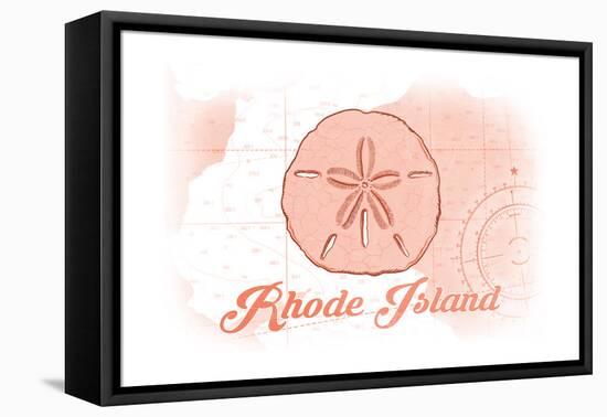 Rhode Island - Sand Dollar - Coral - Coastal Icon-Lantern Press-Framed Stretched Canvas