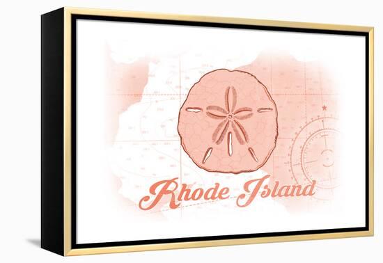 Rhode Island - Sand Dollar - Coral - Coastal Icon-Lantern Press-Framed Stretched Canvas