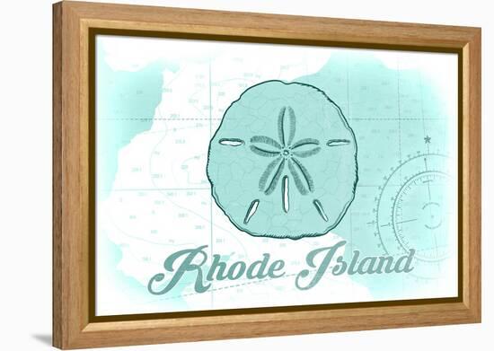 Rhode Island - Sand Dollar - Teal - Coastal Icon-Lantern Press-Framed Stretched Canvas