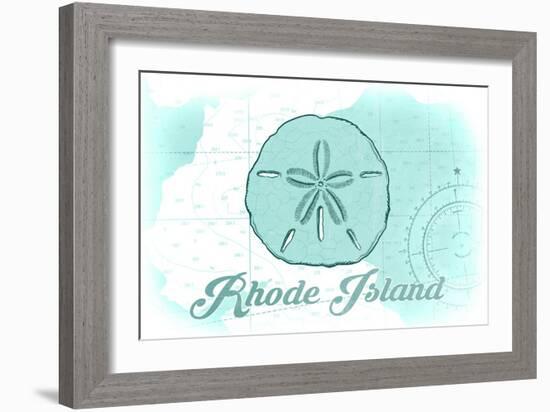 Rhode Island - Sand Dollar - Teal - Coastal Icon-Lantern Press-Framed Art Print