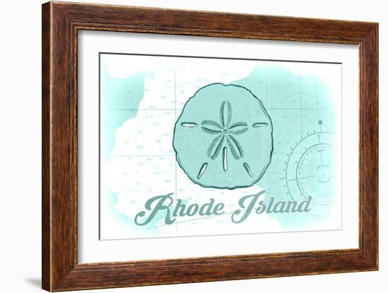 Rhode Island - Sand Dollar - Teal - Coastal Icon-Lantern Press-Framed Art Print
