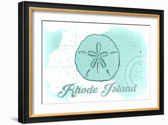 Rhode Island - Sand Dollar - Teal - Coastal Icon-Lantern Press-Framed Art Print