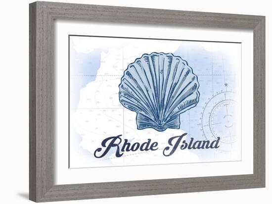 Rhode Island - Scallop Shell - Blue - Coastal Icon-Lantern Press-Framed Art Print