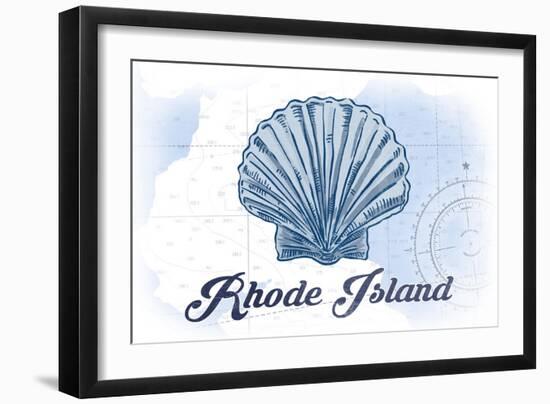 Rhode Island - Scallop Shell - Blue - Coastal Icon-Lantern Press-Framed Art Print