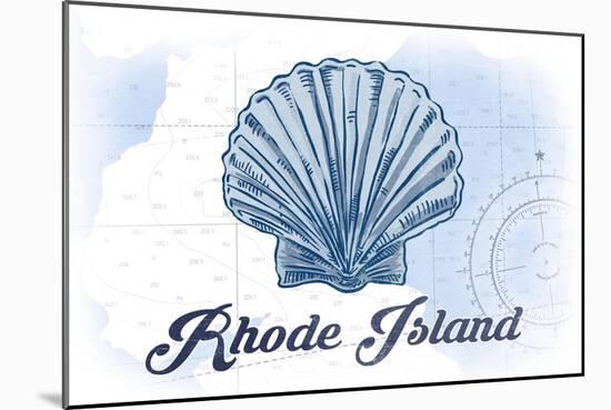 Rhode Island - Scallop Shell - Blue - Coastal Icon-Lantern Press-Mounted Art Print