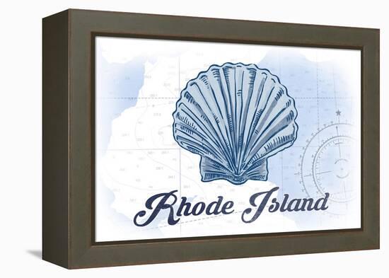 Rhode Island - Scallop Shell - Blue - Coastal Icon-Lantern Press-Framed Stretched Canvas