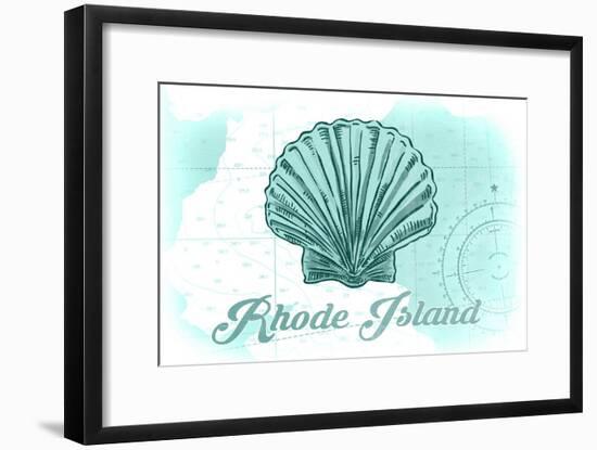 Rhode Island - Scallop Shell - Teal - Coastal Icon-Lantern Press-Framed Art Print