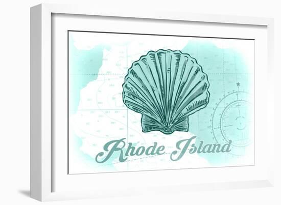 Rhode Island - Scallop Shell - Teal - Coastal Icon-Lantern Press-Framed Art Print