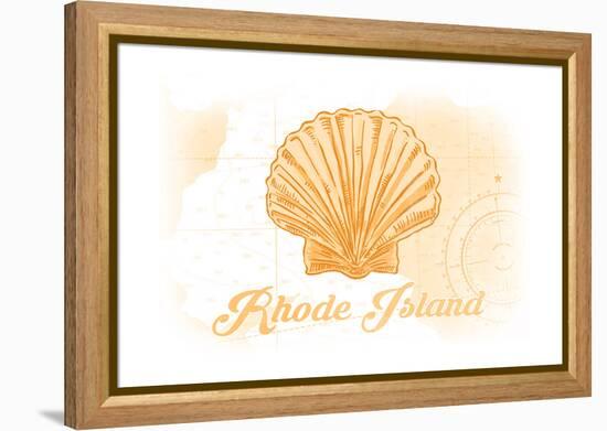 Rhode Island - Scallop Shell - Yellow - Coastal Icon-Lantern Press-Framed Stretched Canvas