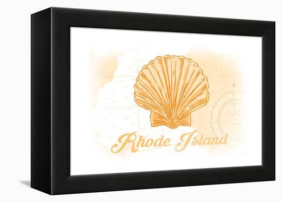 Rhode Island - Scallop Shell - Yellow - Coastal Icon-Lantern Press-Framed Stretched Canvas