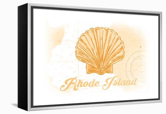 Rhode Island - Scallop Shell - Yellow - Coastal Icon-Lantern Press-Framed Stretched Canvas