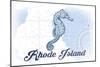 Rhode Island - Seahorse - Blue - Coastal Icon-Lantern Press-Mounted Art Print