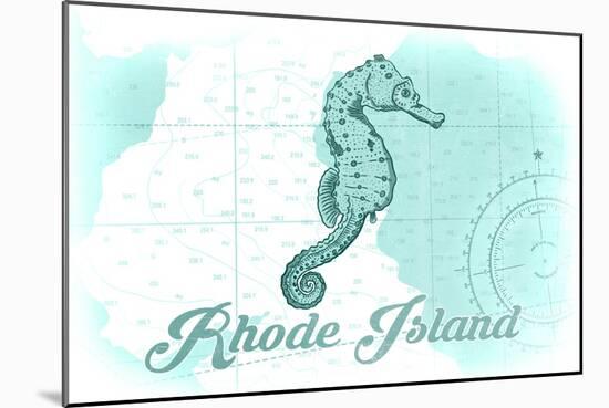 Rhode Island - Seahorse - Teal - Coastal Icon-Lantern Press-Mounted Art Print