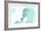 Rhode Island - Seahorse - Teal - Coastal Icon-Lantern Press-Framed Premium Giclee Print