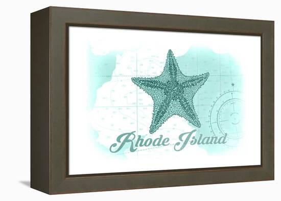 Rhode Island - Starfish - Teal - Coastal Icon-Lantern Press-Framed Stretched Canvas