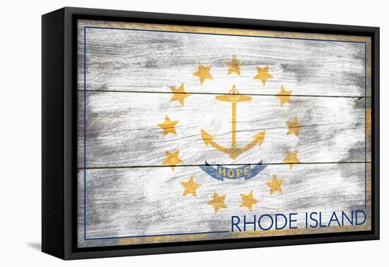 Rhode Island State Flag - Barnwood Painting-Lantern Press-Framed Stretched Canvas