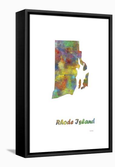 Rhode Island State Map 1-Marlene Watson-Framed Premier Image Canvas