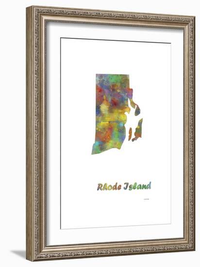 Rhode Island State Map 1-Marlene Watson-Framed Giclee Print