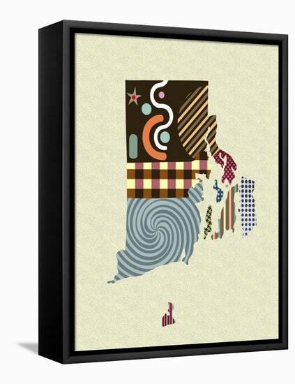 Rhode Island State Map-Lanre Adefioye-Framed Premier Image Canvas