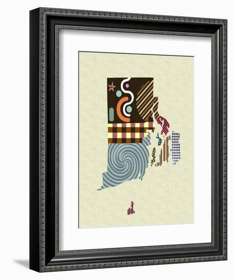 Rhode Island State Map-Lanre Adefioye-Framed Giclee Print