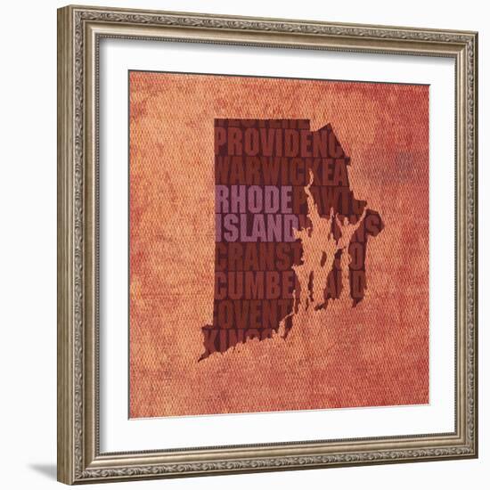 Rhode Island State Words-David Bowman-Framed Giclee Print