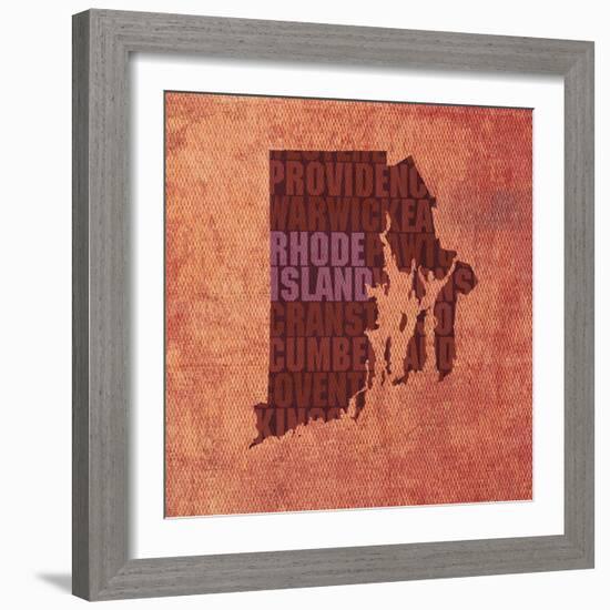 Rhode Island State Words-David Bowman-Framed Giclee Print